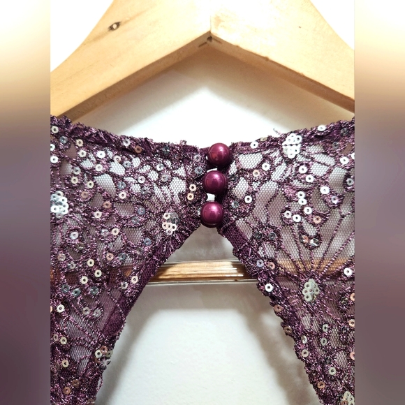 One By Eight Women's Cocktail Dress Wine Metallic Sleeveless Size 14 - Picture 4 of 8